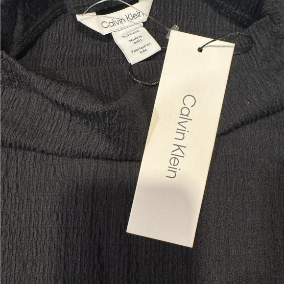 CALVIN KLEIN Black High Neck Short Sleeve Top NWT XL - Picture 8 of 13